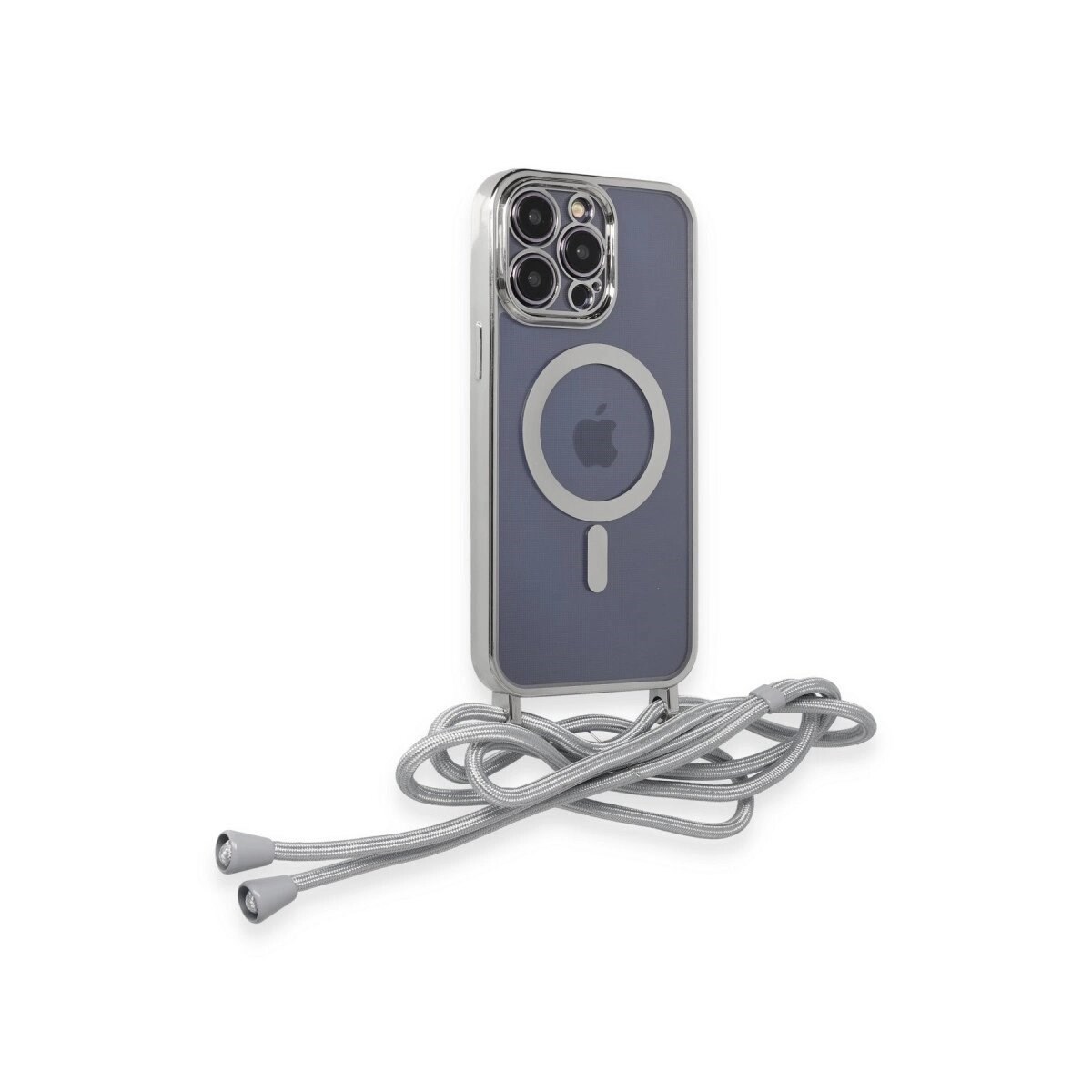 Apple İphone 13 Pro Kılıf Divo Lazer Askılı Magsafe Kapak - Gümüş