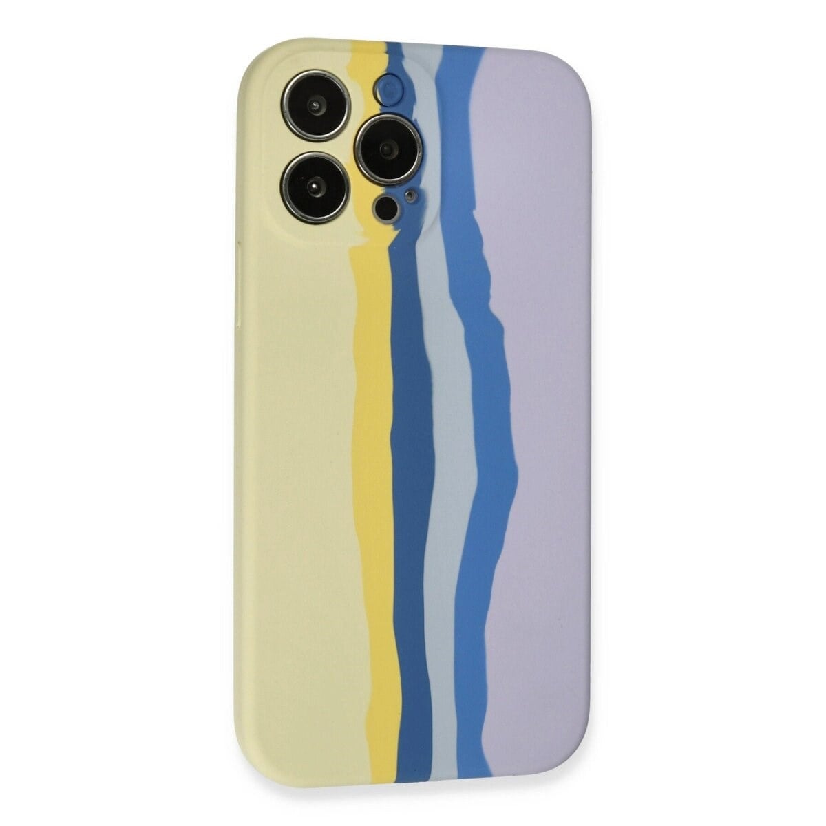 Apple İphone 13 Pro Kılıf Ebruli Lansman Silikon - Sarı-lila