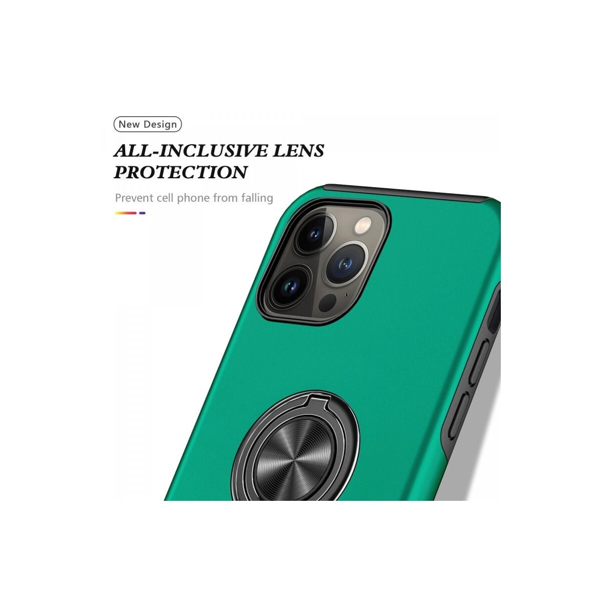 Apple İphone 13 Pro Kılıf Elit Yüzüklü Kapak - Yeşil