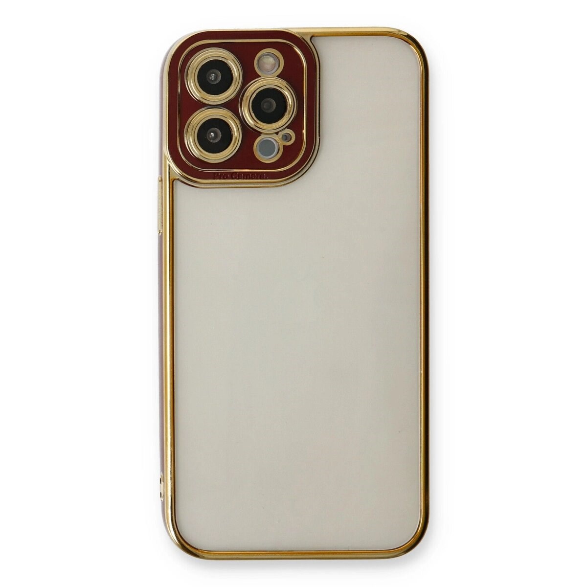 Apple İphone 13 Pro Kılıf Liva Lens Silikon - Bordo