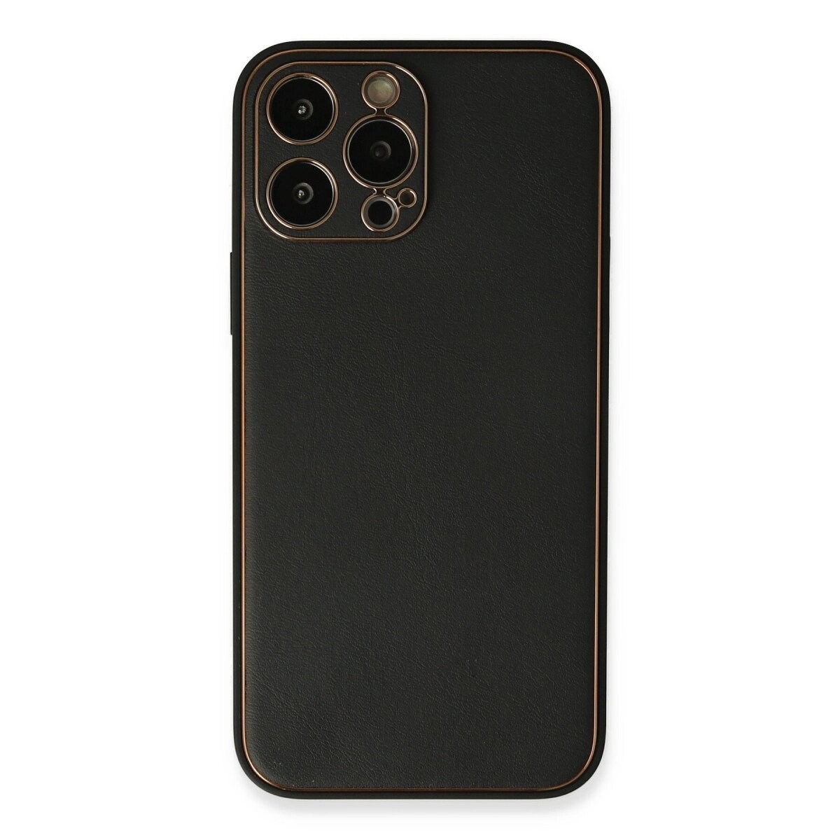 Apple İphone 13 Pro Max Kılıf Coco Deri Silikon Kapak - Siyah