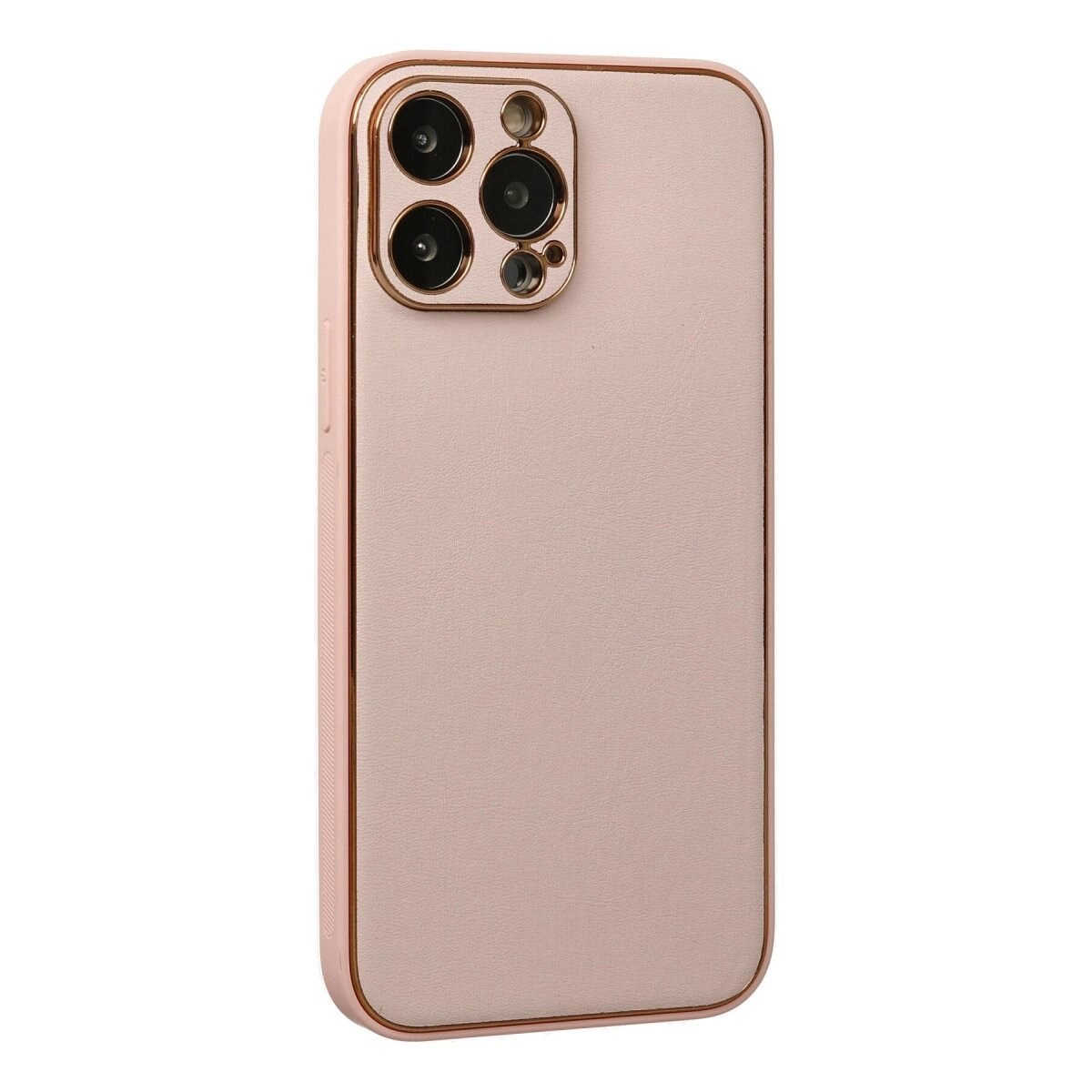 Apple İphone 13 Pro Max Kılıf Coco Deri Silikon Kapak - Pudra