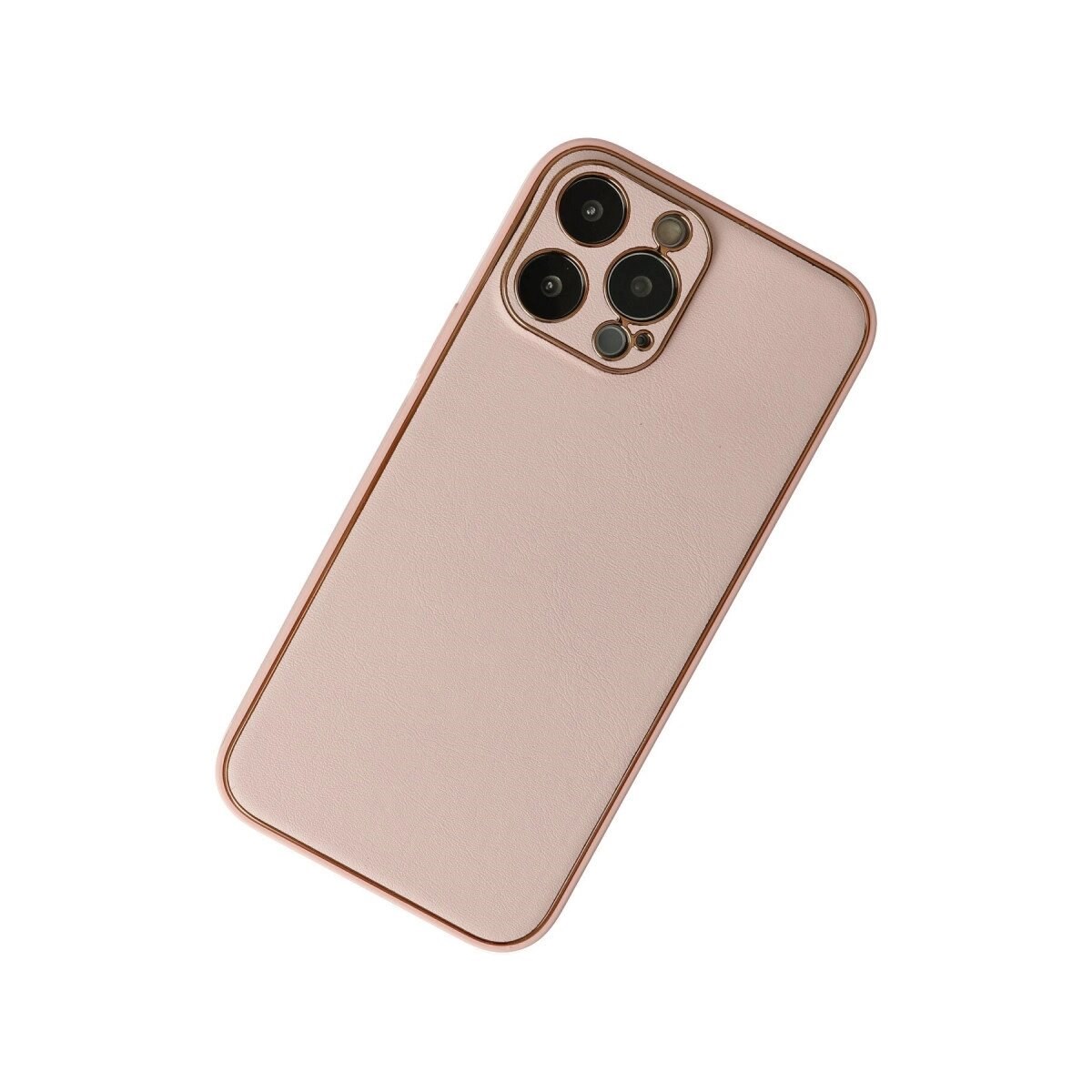 Apple İphone 13 Pro Max Kılıf Coco Deri Silikon Kapak - Pudra