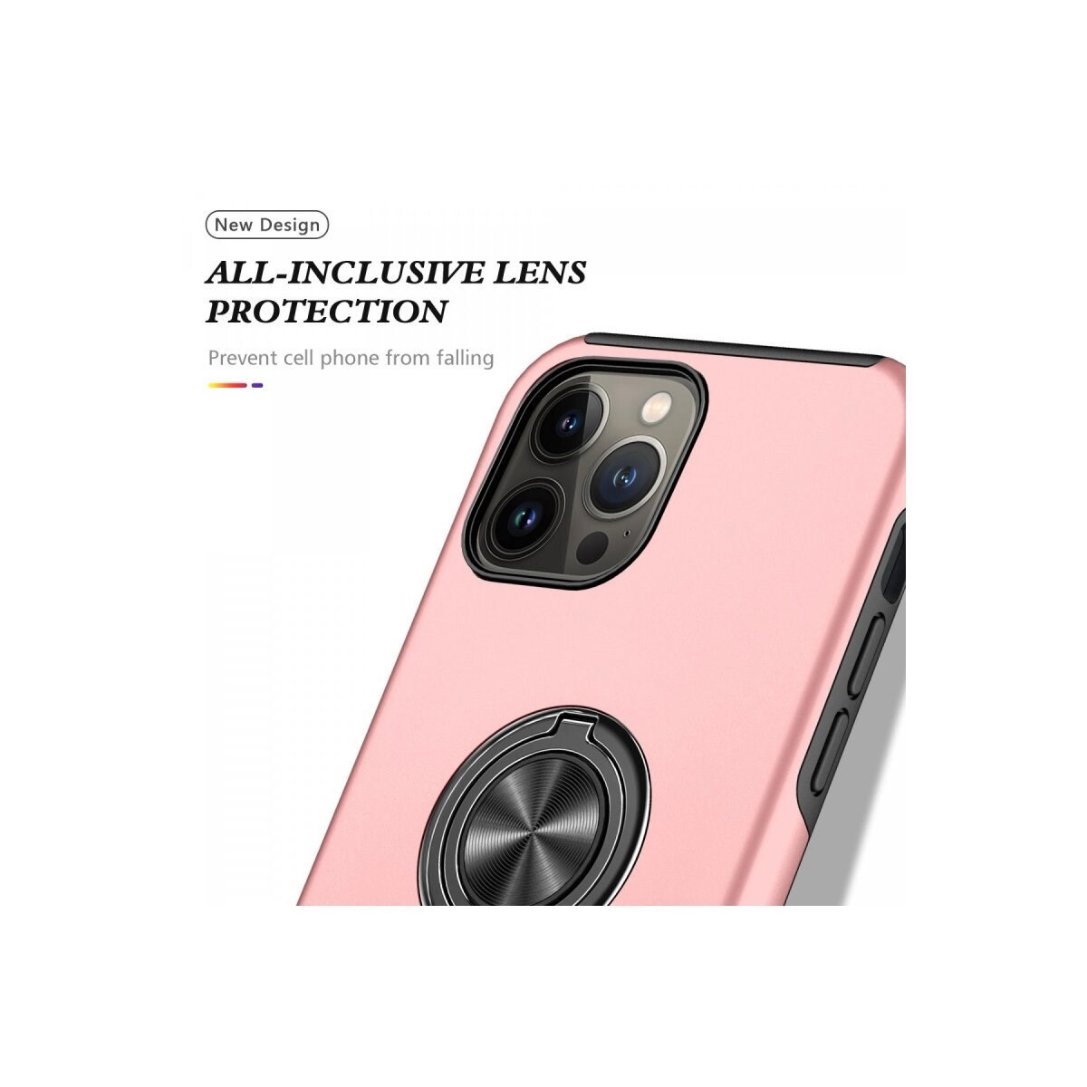 Apple İphone 13 Pro Max Kılıf Elit Yüzüklü Kapak - Pembe