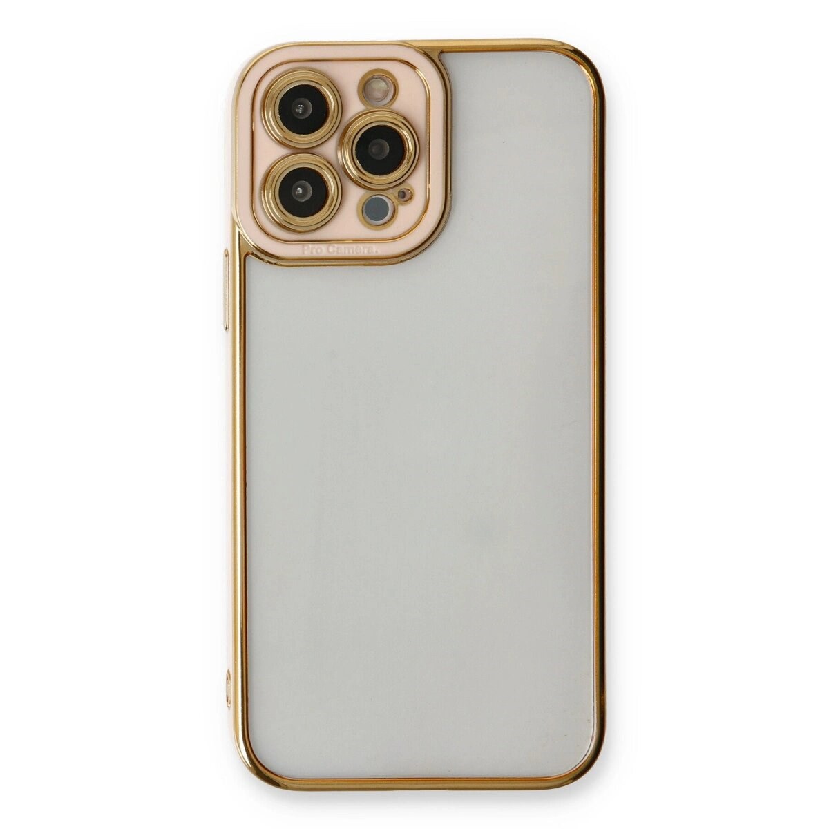 Apple İphone 13 Pro Max Kılıf Liva Lens Silikon - Pudra