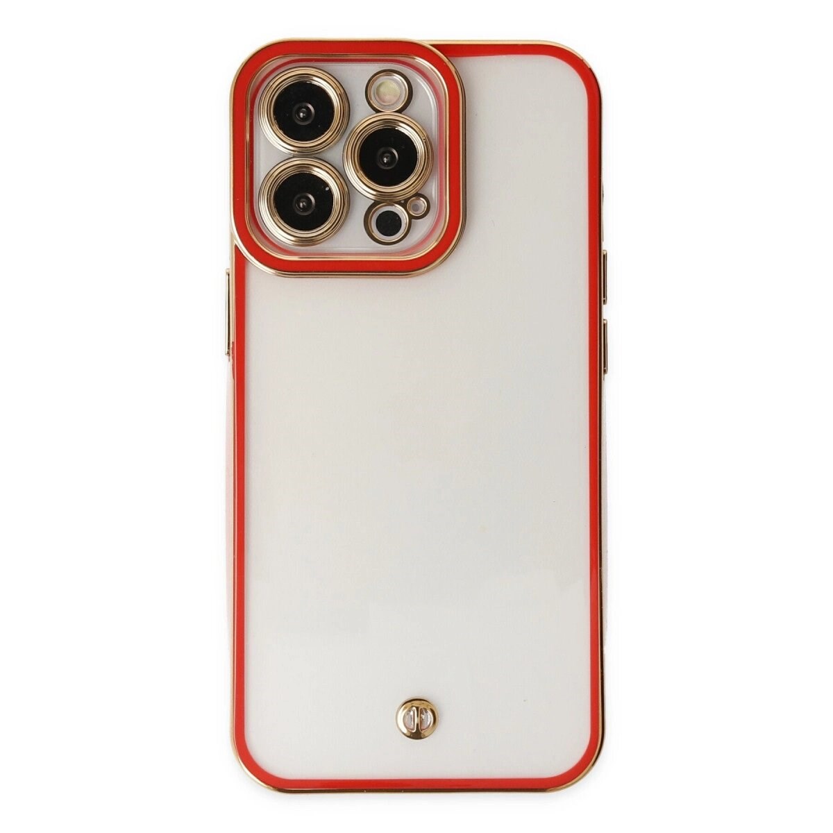 Apple İphone 13 Pro Max Kılıf Liva Lens Silikon - Kırmızı