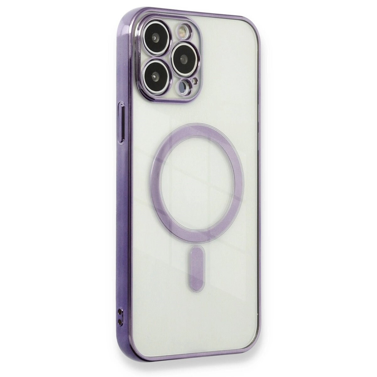 Apple İphone 13 Pro Max Kılıf Magneticsafe Lazer Silikon - Mor