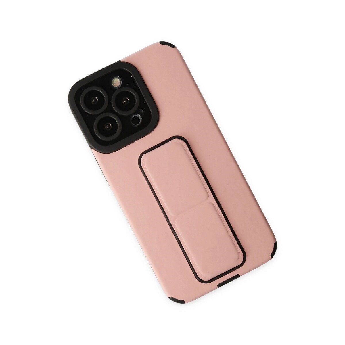 Apple İphone 13 Pro Max Kılıf Mega Standlı Silikon - Pudra