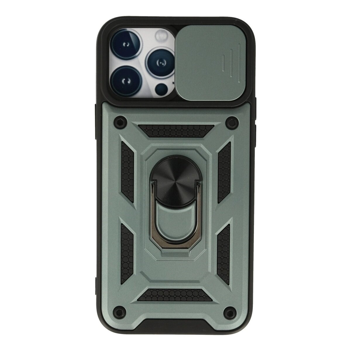 Apple İphone 13 Pro Max Kılıf Pars Lens Yüzüklü Silikon - Yeşil