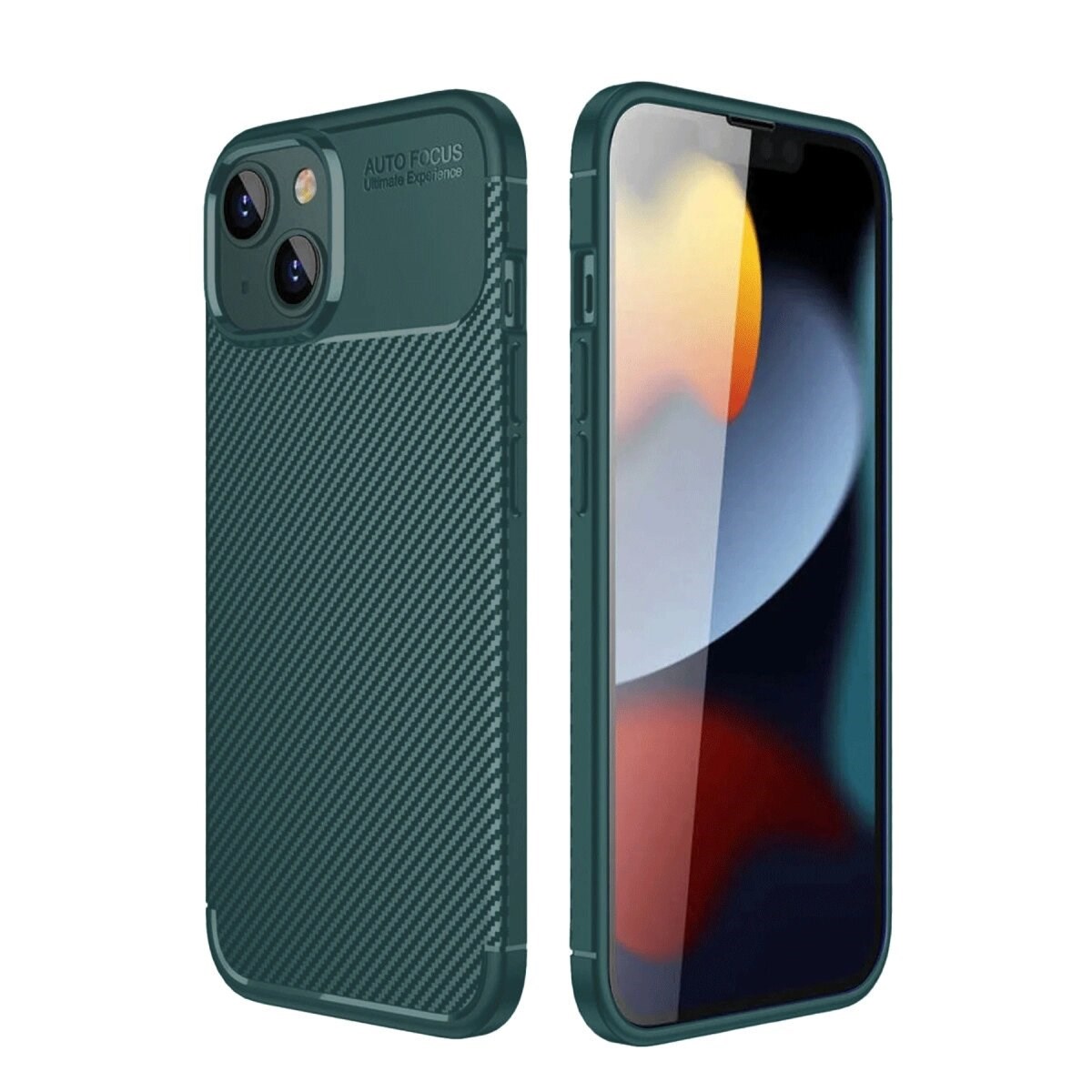 Apple İphone 14 Kılıf Auto Focus Karbon Kapak - Koyu Yeşil