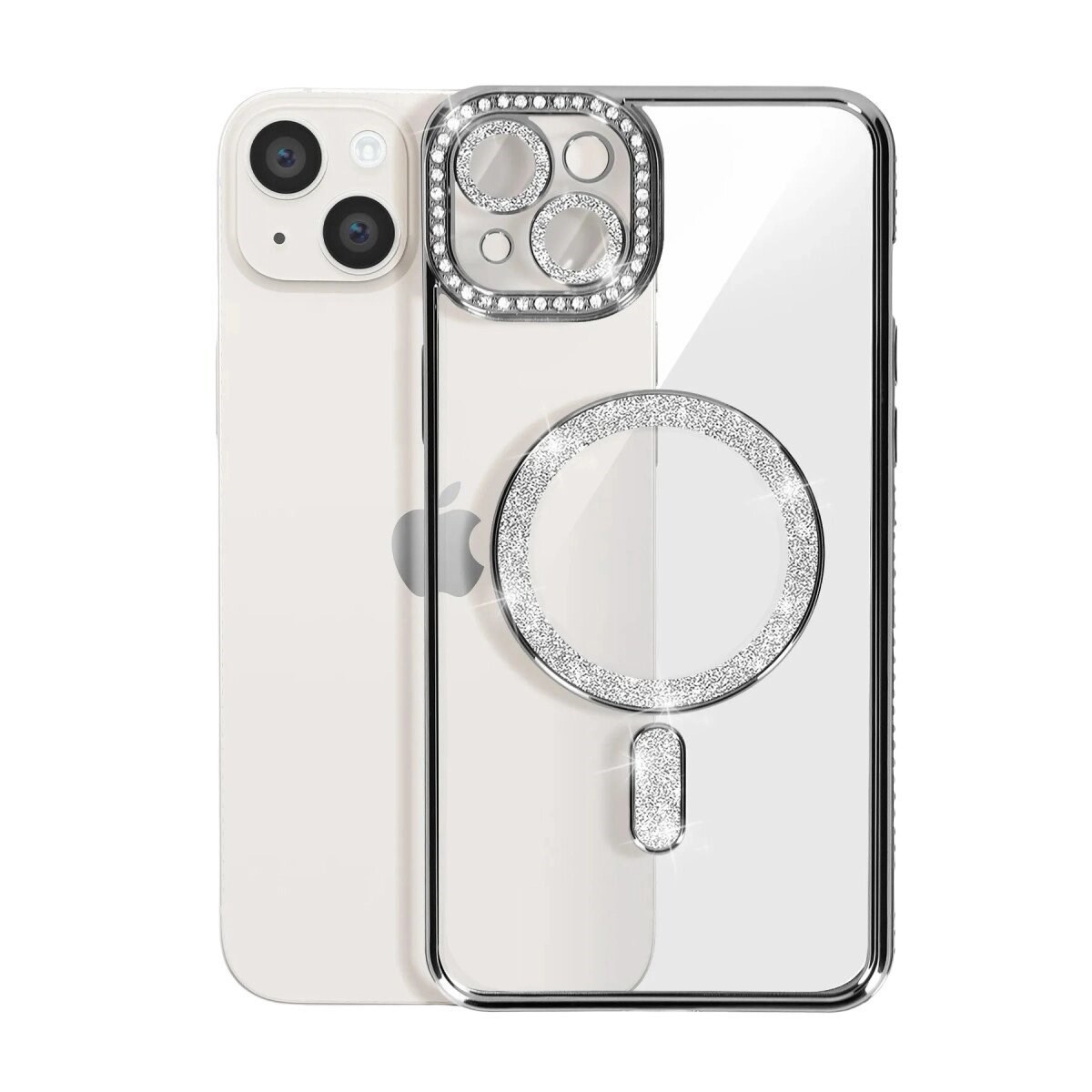 Apple İphone 14 Kılıf Joke Simli Magneticsafe Kılıf - Siyah