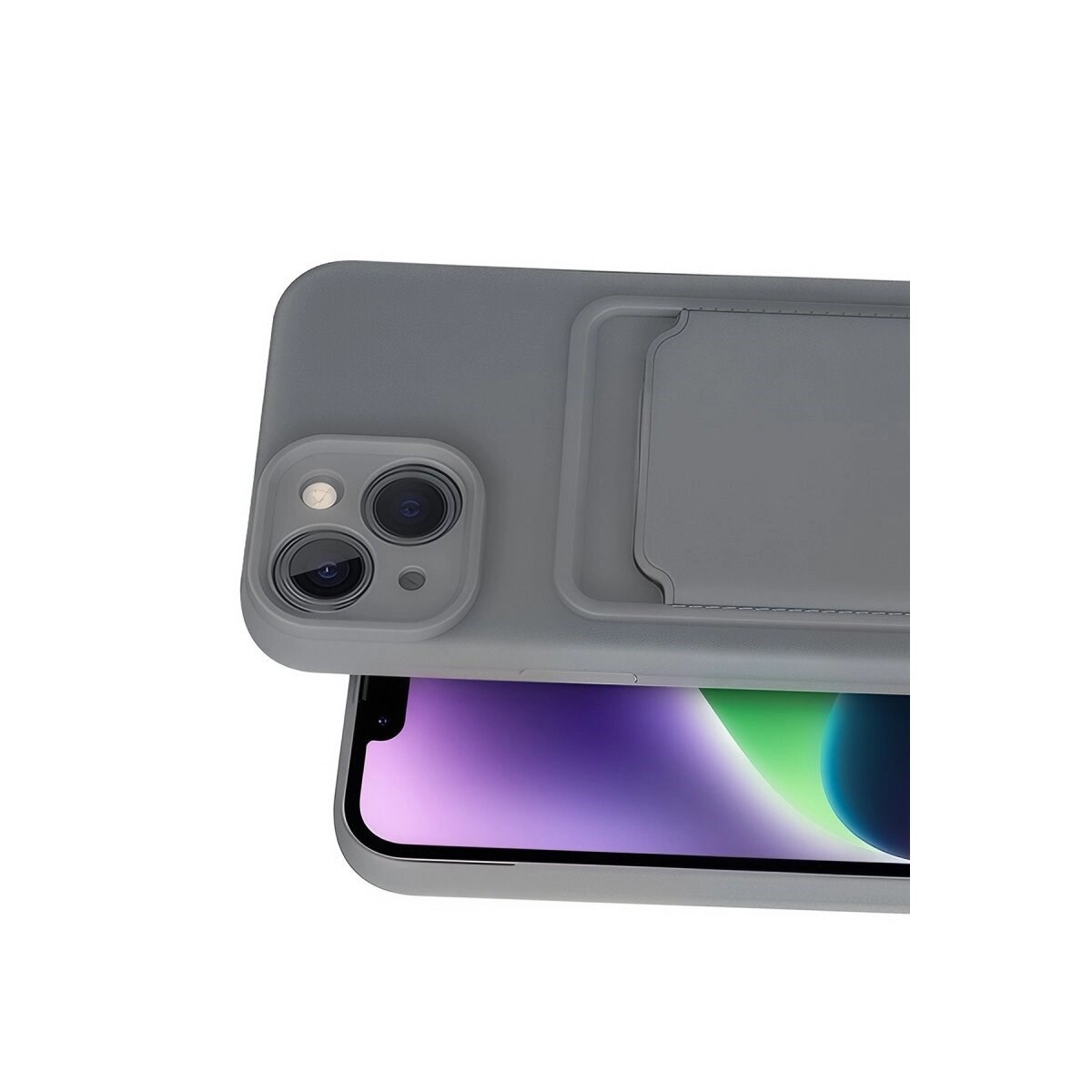 Apple İphone 14 Kılıf Kelvin Kartvizitli Silikon - Gri