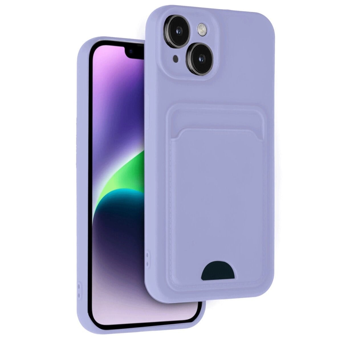 Apple İphone 14 Kılıf Kelvin Kartvizitli Silikon - Lila