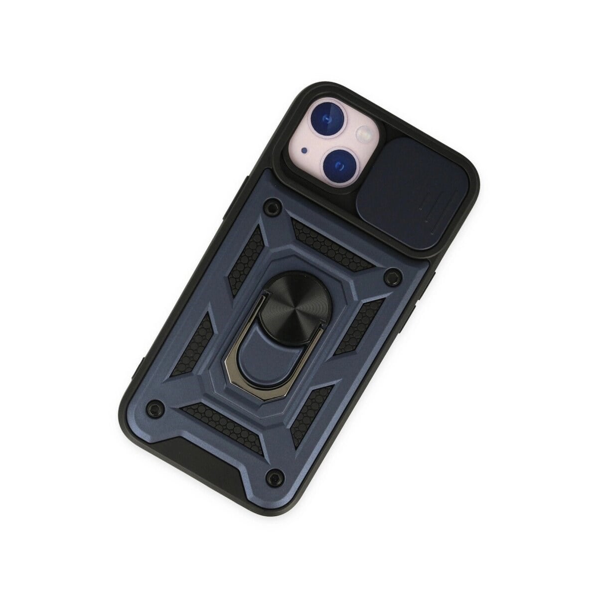 Apple İphone 14 Kılıf Pars Lens Yüzüklü Silikon - Lacivert