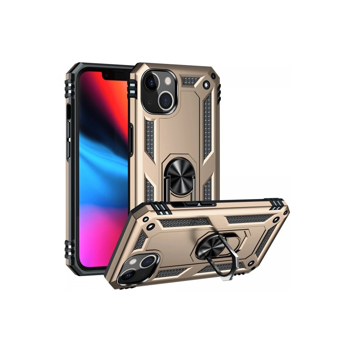 Apple İphone 14 Plus Kılıf Sofya Yüzüklü Silikon Kapak - Gold