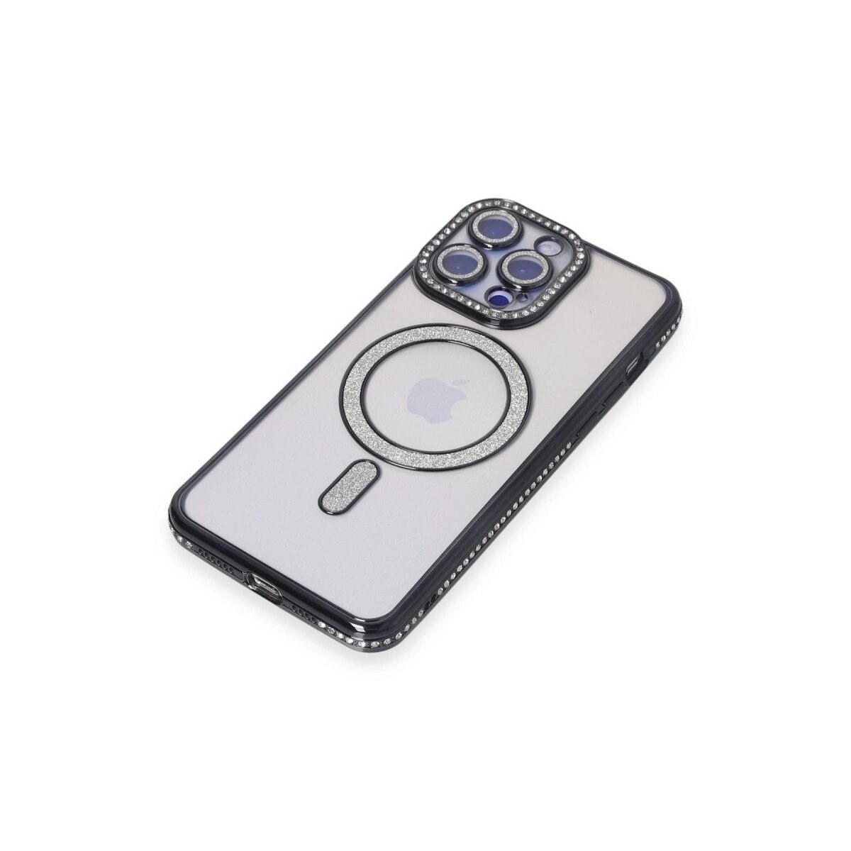 Apple İphone 14 Pro Kılıf Joke Simli Magneticsafe Kılıf - Siyah
