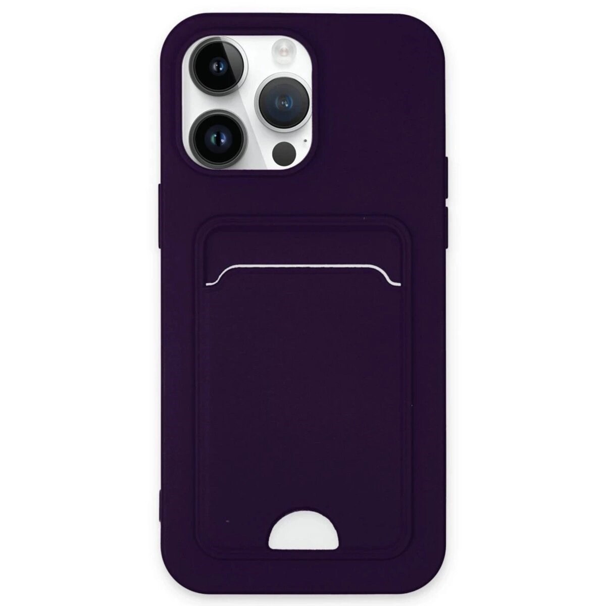 Apple İphone 14 Pro Kılıf Kelvin Kartvizitli Silikon - Derin Mor