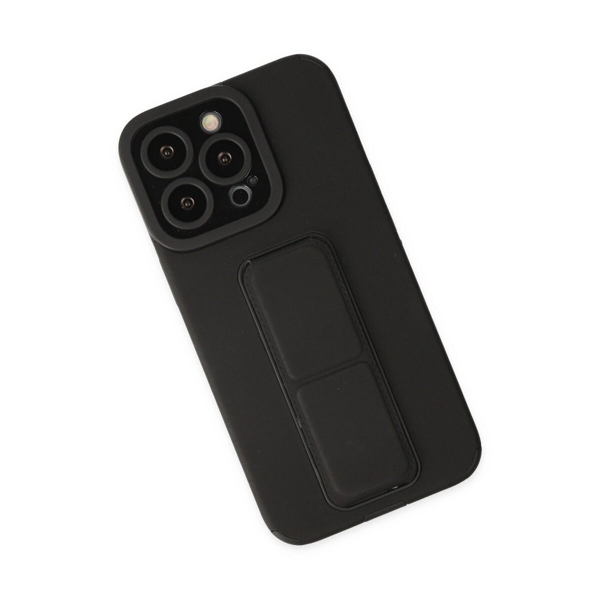 Apple İphone 14 Pro Kılıf Mega Standlı Silikon - Siyah