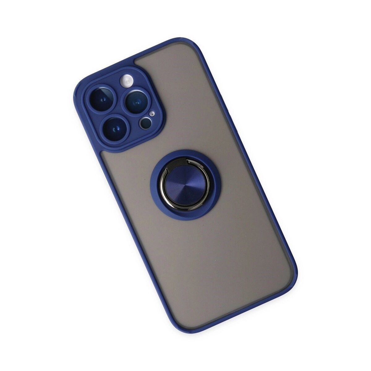 Apple İphone 14 Pro Kılıf Montreal Yüzüklü Silikon Kapak - Lacivert