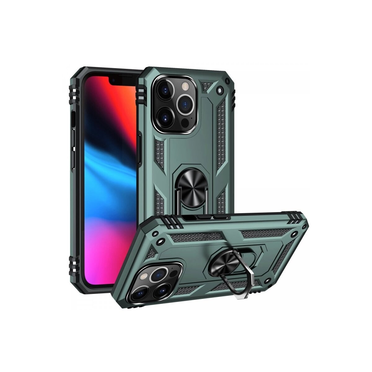Apple İphone 14 Pro Kılıf Sofya Yüzüklü Silikon Kapak - Yeşil