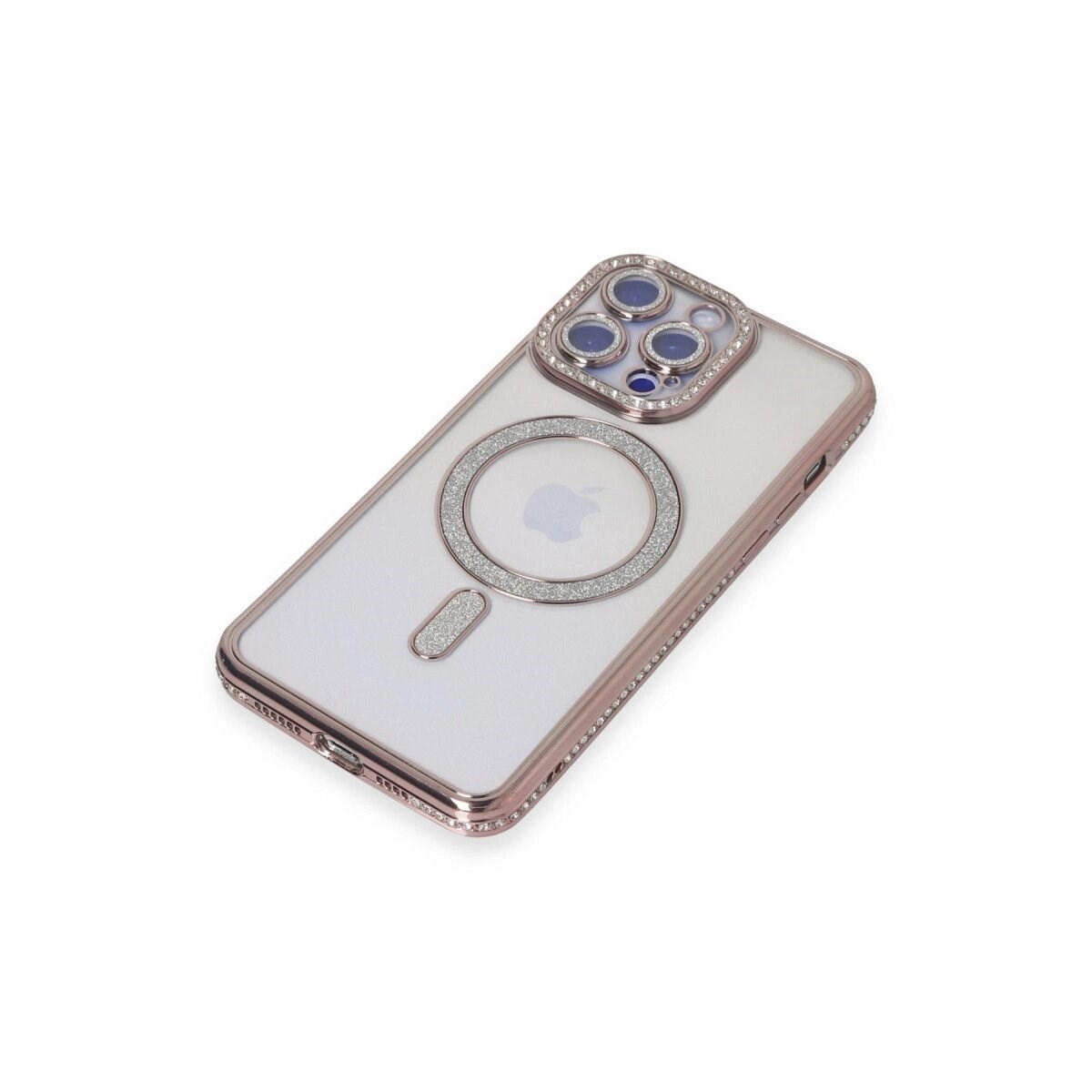 Apple İphone 14 Pro Max Kılıf Joke Simli Magneticsafe Kılıf - Pembe