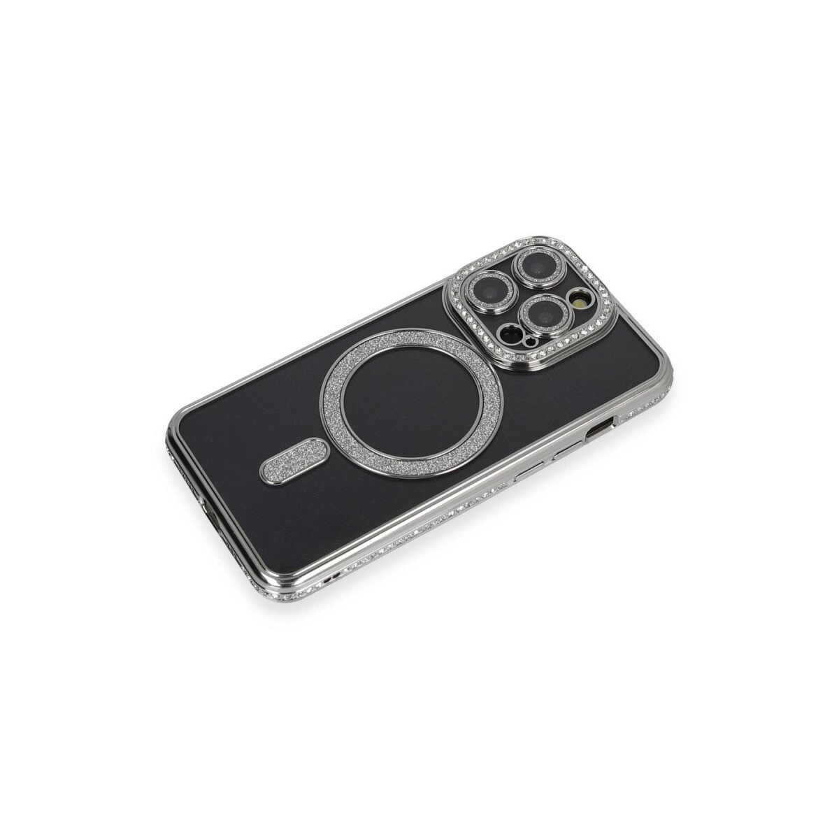 Apple İphone 14 Pro Max Kılıf Joke Simli Magneticsafe Kılıf - Gri