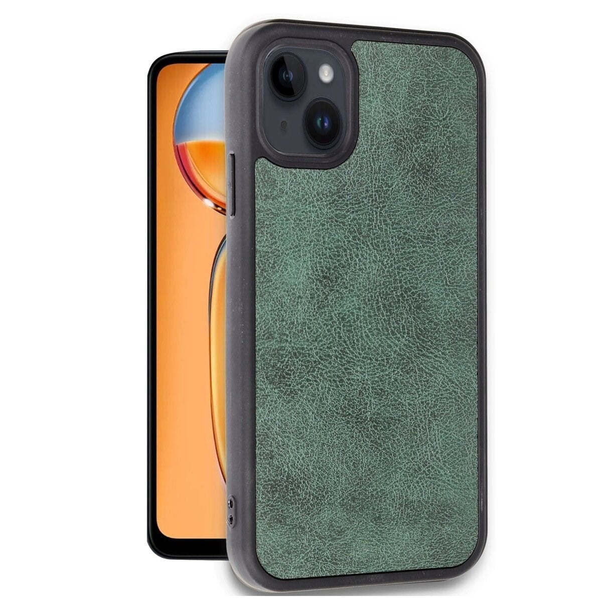 Apple İphone 15 Kılıf Aras Deri Kapak - Koyu Yeşil