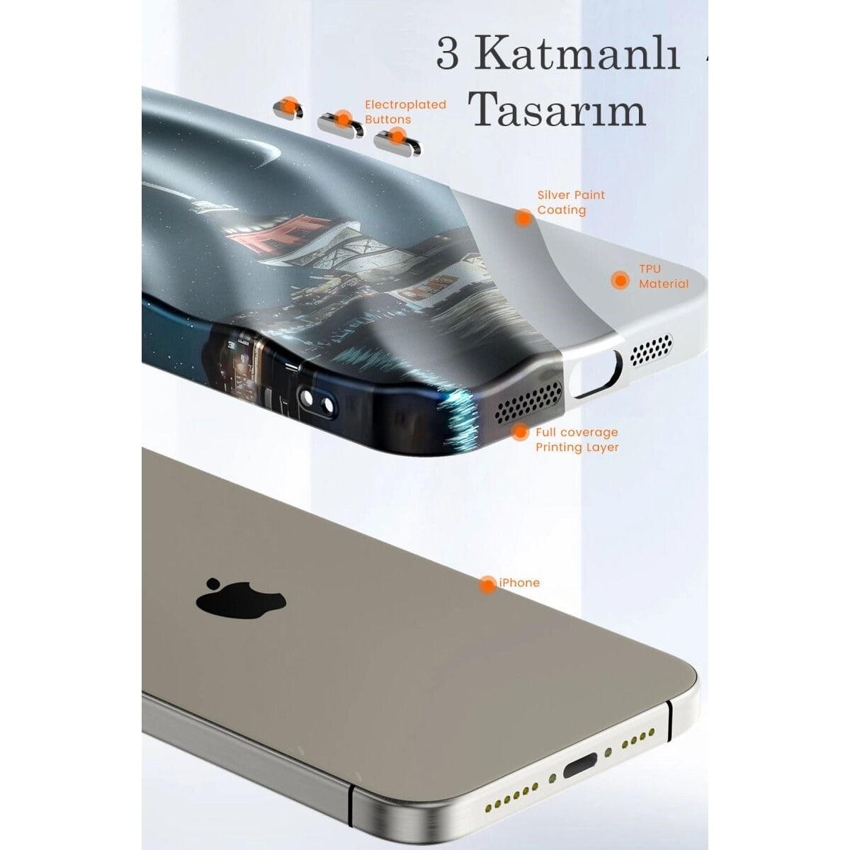 Apple İphone 15 Pro Max Kılıf Crew Desenli Kapak - Galata Kulesi