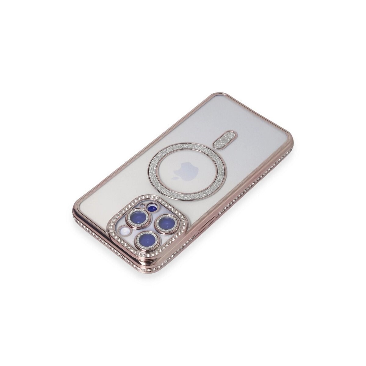 Apple İphone 15 Pro Max Kılıf Joke Simli Magneticsafe Kılıf - Pembe