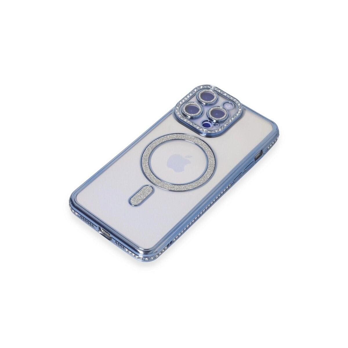 Apple İphone 15 Pro Max Kılıf Joke Simli Magneticsafe Kılıf - Mavi
