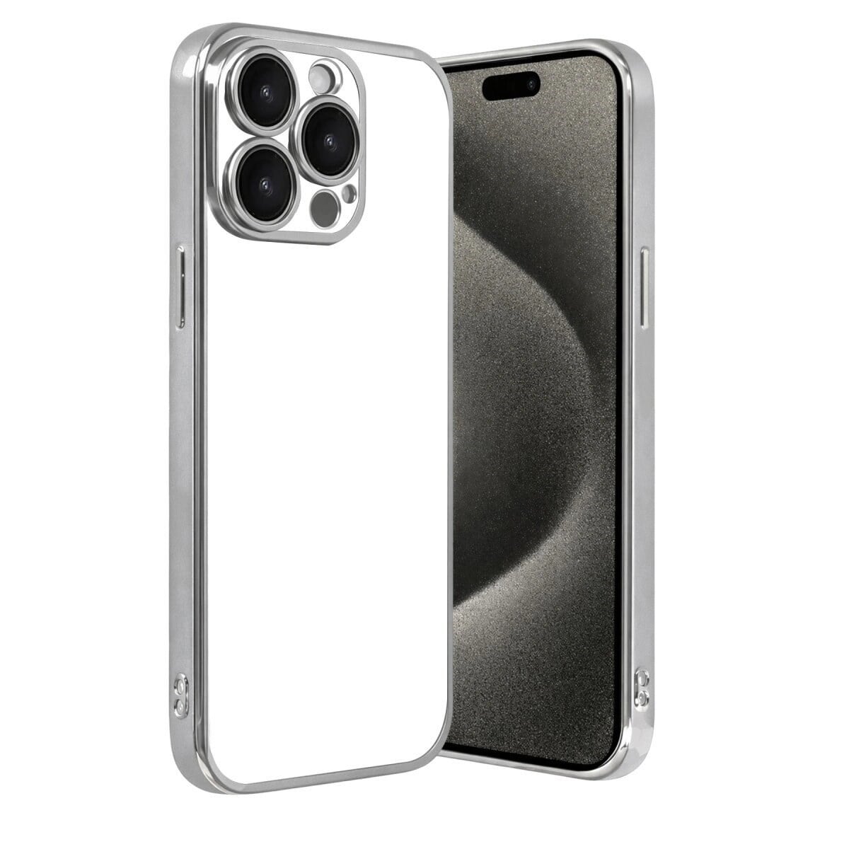 Apple İphone 15 Pro Max Razer Lensli Silikon - Gümüş