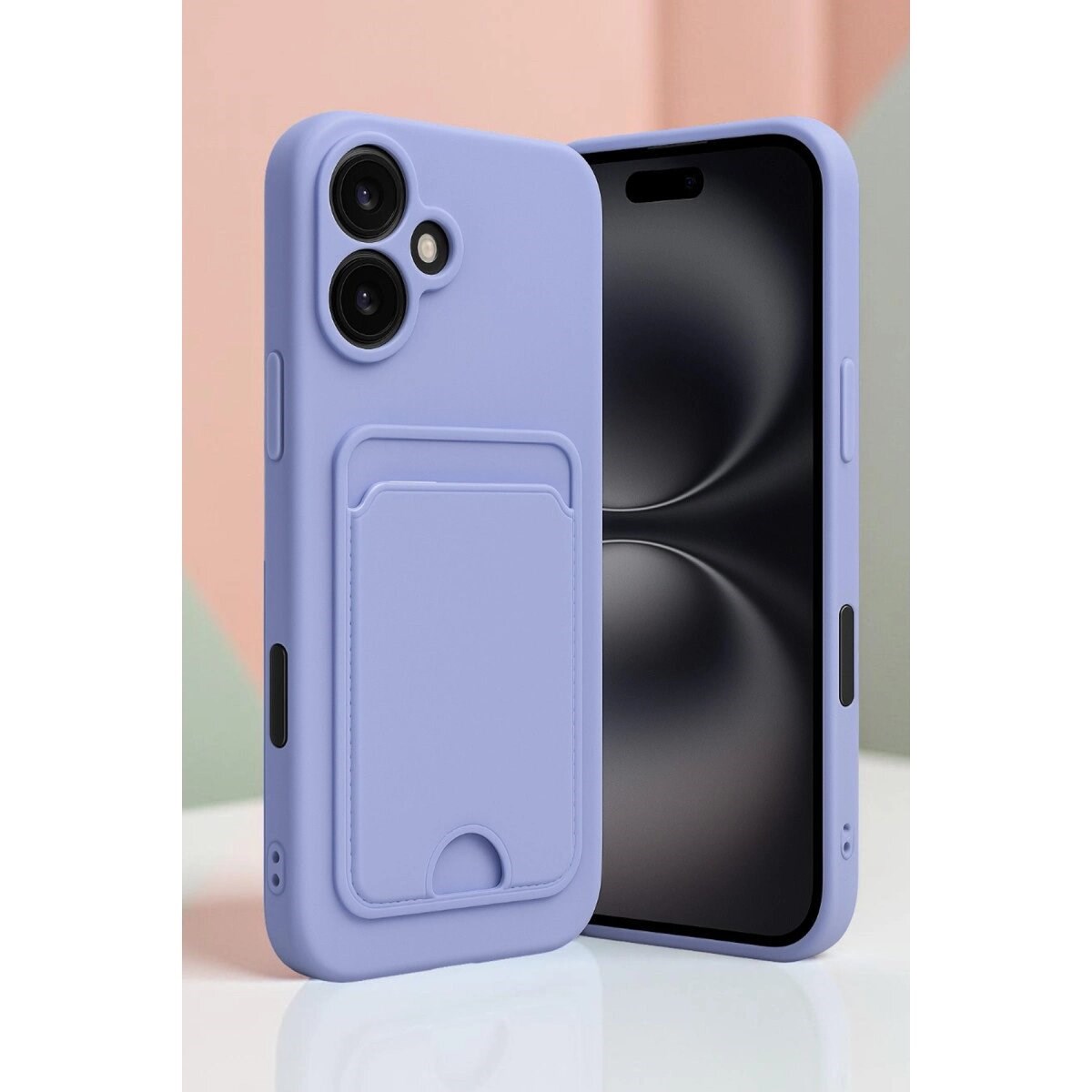 Apple İphone 16 Kılıf Kelvin Kartvizitli Silikon - Siyah
