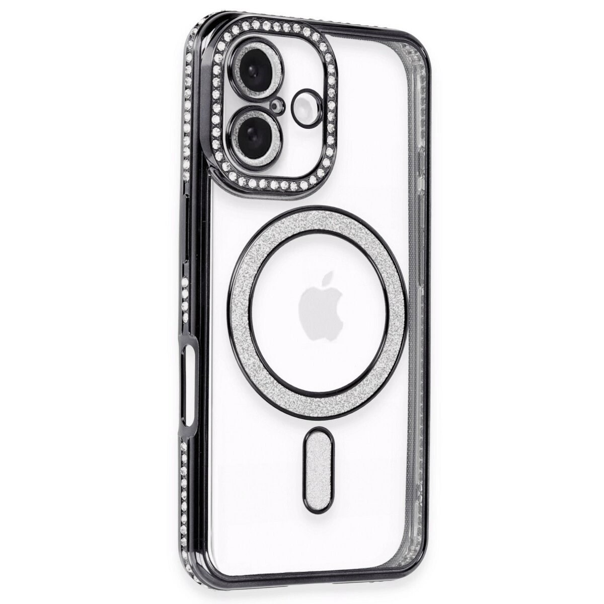 Apple İphone 16 Plus Kılıf Joke Simli Magneticsafe Kılıf - Siyah