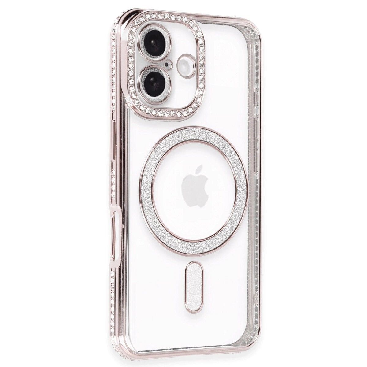 Apple İphone 16 Plus Kılıf Joke Simli Magneticsafe Kılıf - Pembe