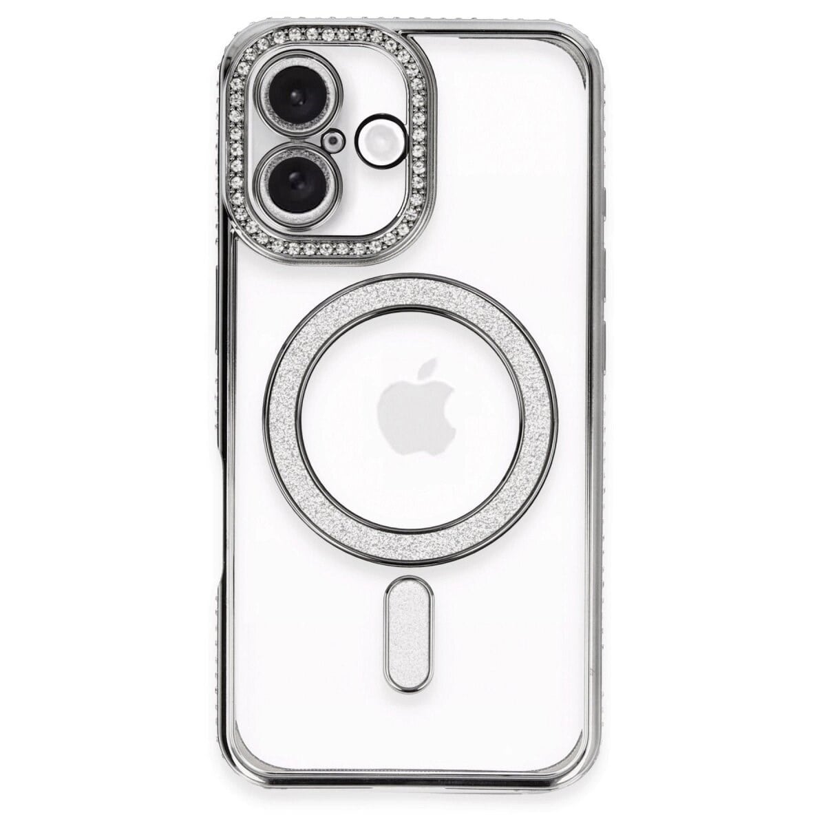 Apple İphone 16 Plus Kılıf Joke Simli Magneticsafe Kılıf - Gri
