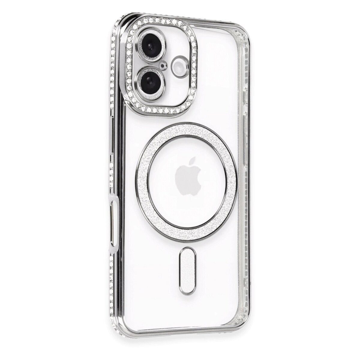 Apple İphone 16 Plus Kılıf Joke Simli Magneticsafe Kılıf - Gri