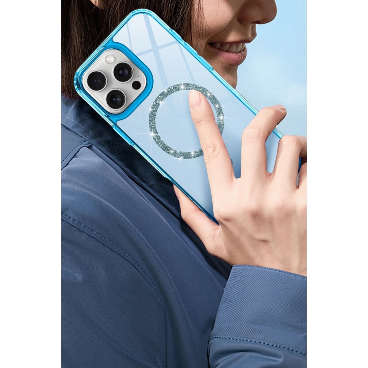 Apple İphone 16 Plus Live Diamond Magsafe Kapak - Siyah