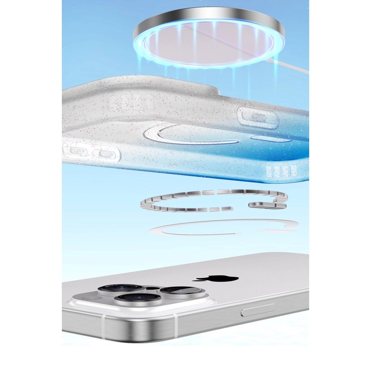 Apple İphone 16 Plus Pummel Shiny Magsafe Kapak - Mavi