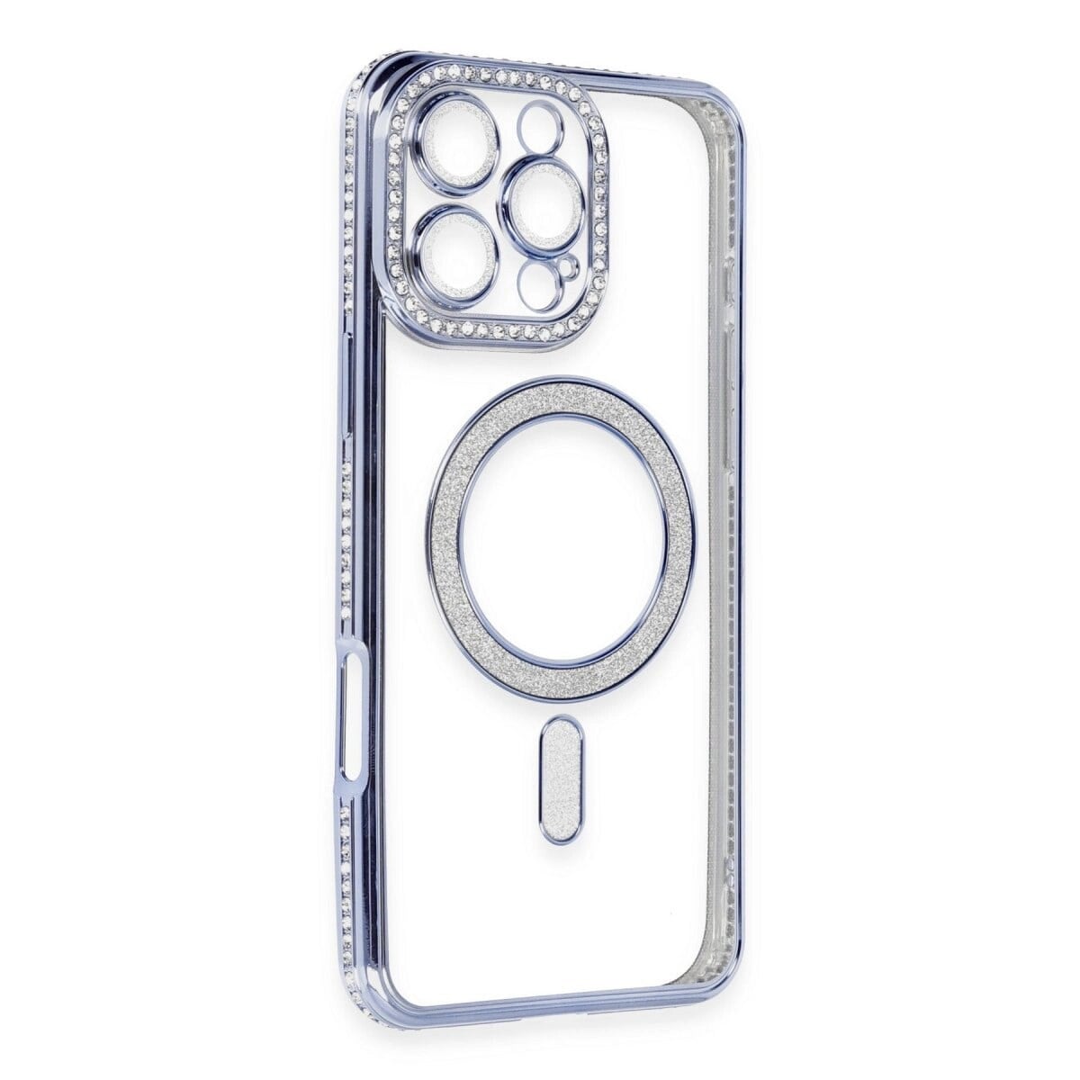 Apple İphone 16 Pro Kılıf Joke Simli Magneticsafe Kılıf - Mavi