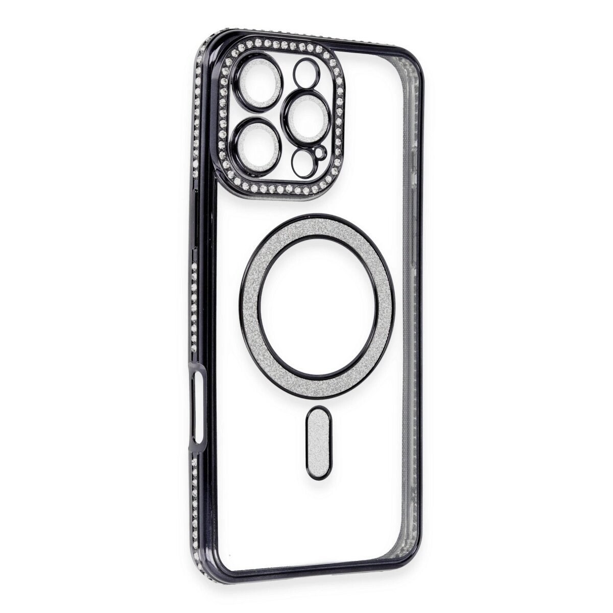 Apple İphone 16 Pro Kılıf Joke Simli Magneticsafe Kılıf - Siyah