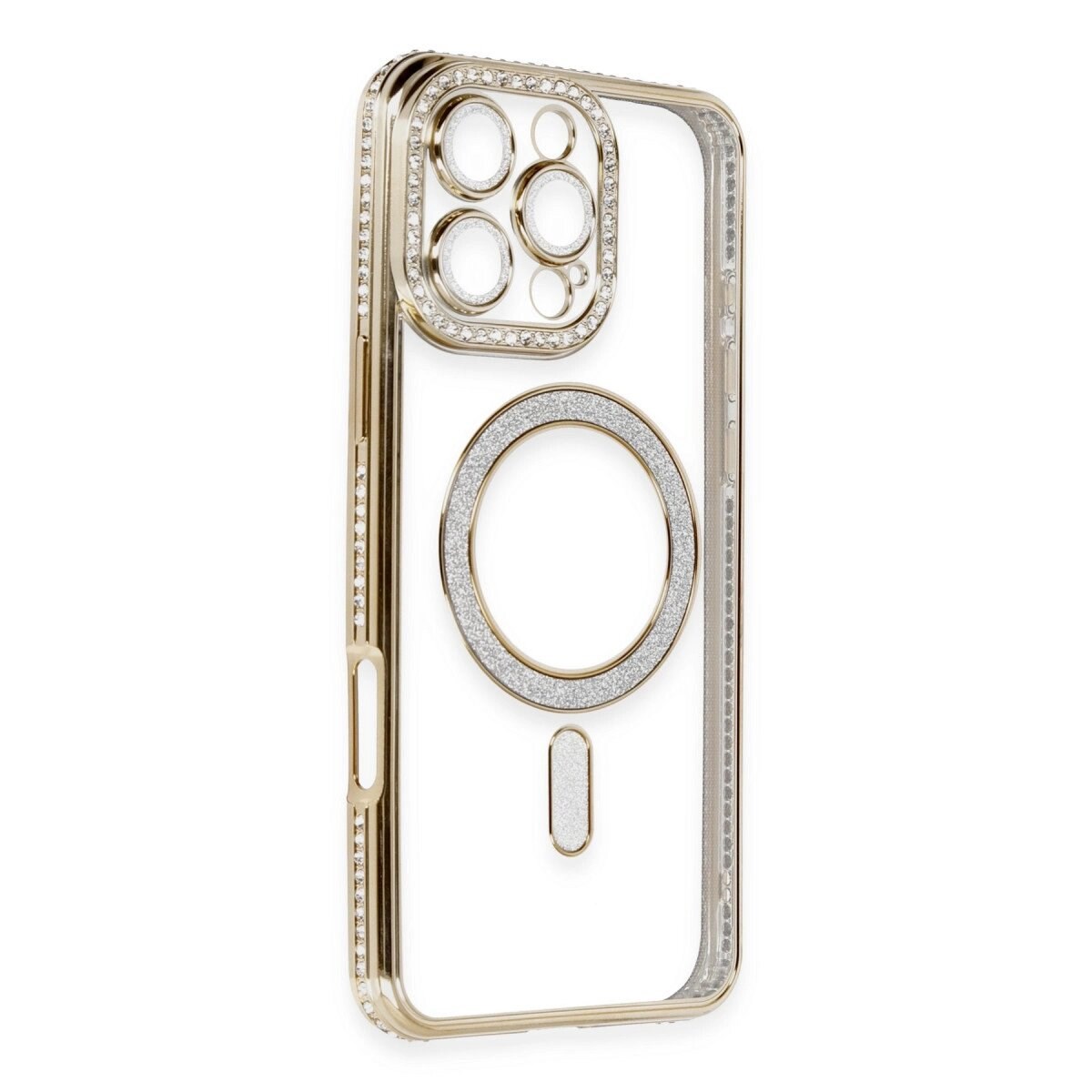 Apple İphone 16 Pro Kılıf Joke Simli Magneticsafe Kılıf - Gold