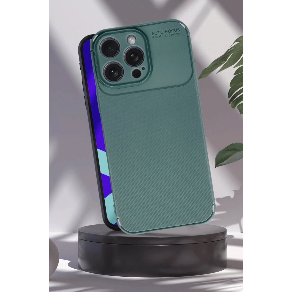 Apple İphone 16 Pro Max Kılıf Auto Focus Karbon Kapak - Siyah