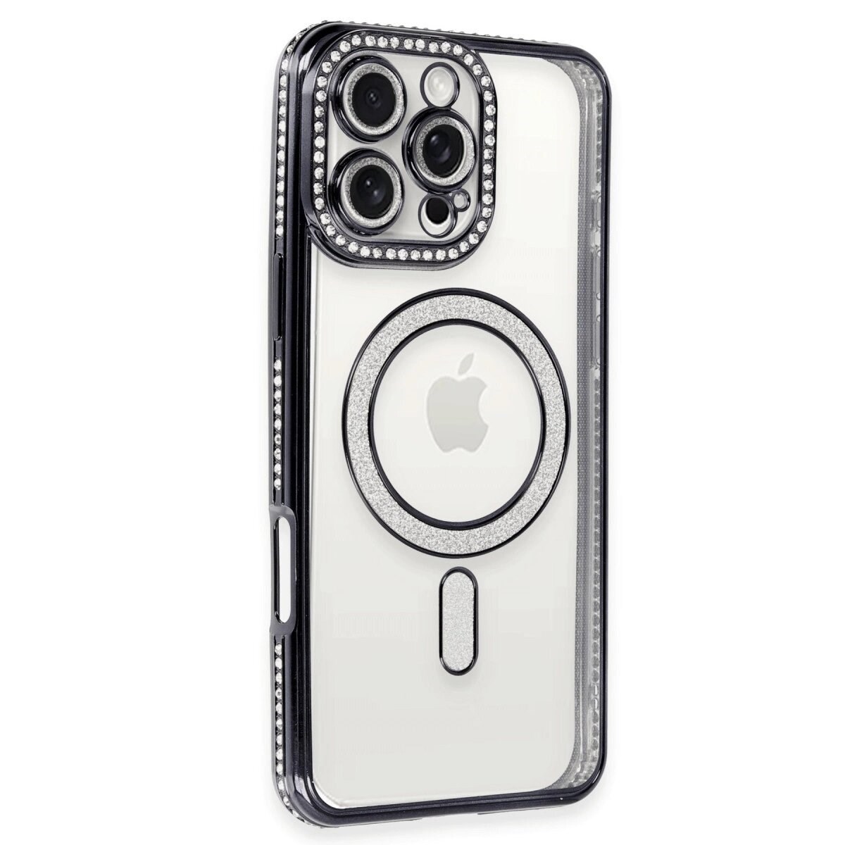 Apple İphone 16 Pro Max Kılıf Joke Simli Magneticsafe Kılıf - Gri