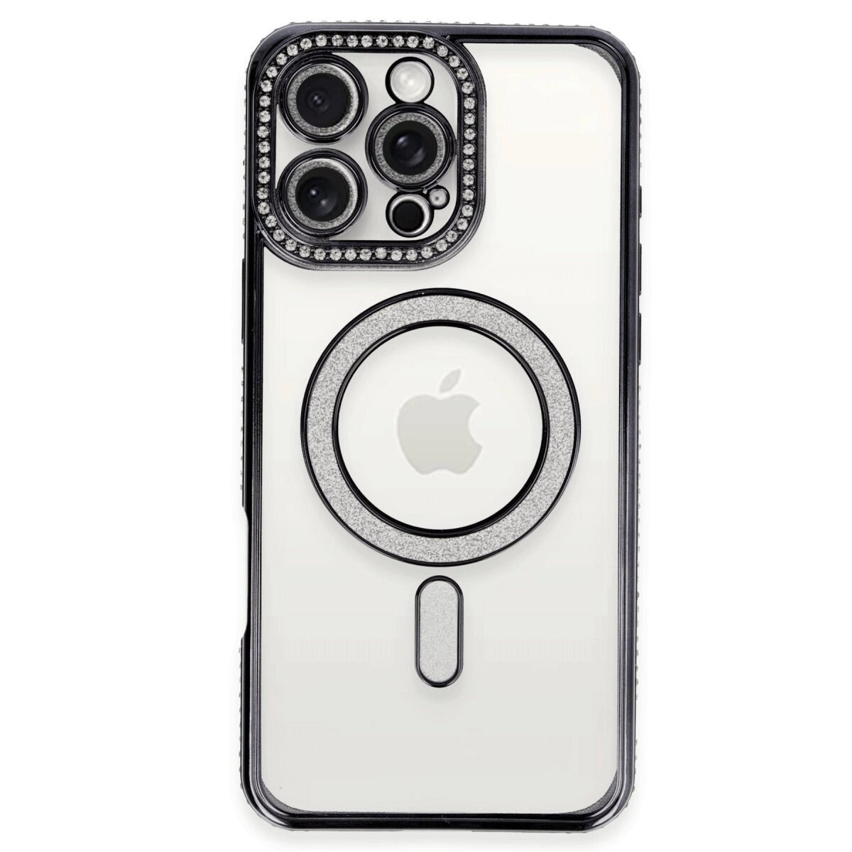 Apple İphone 16 Pro Max Kılıf Joke Simli Magneticsafe Kılıf - Gri