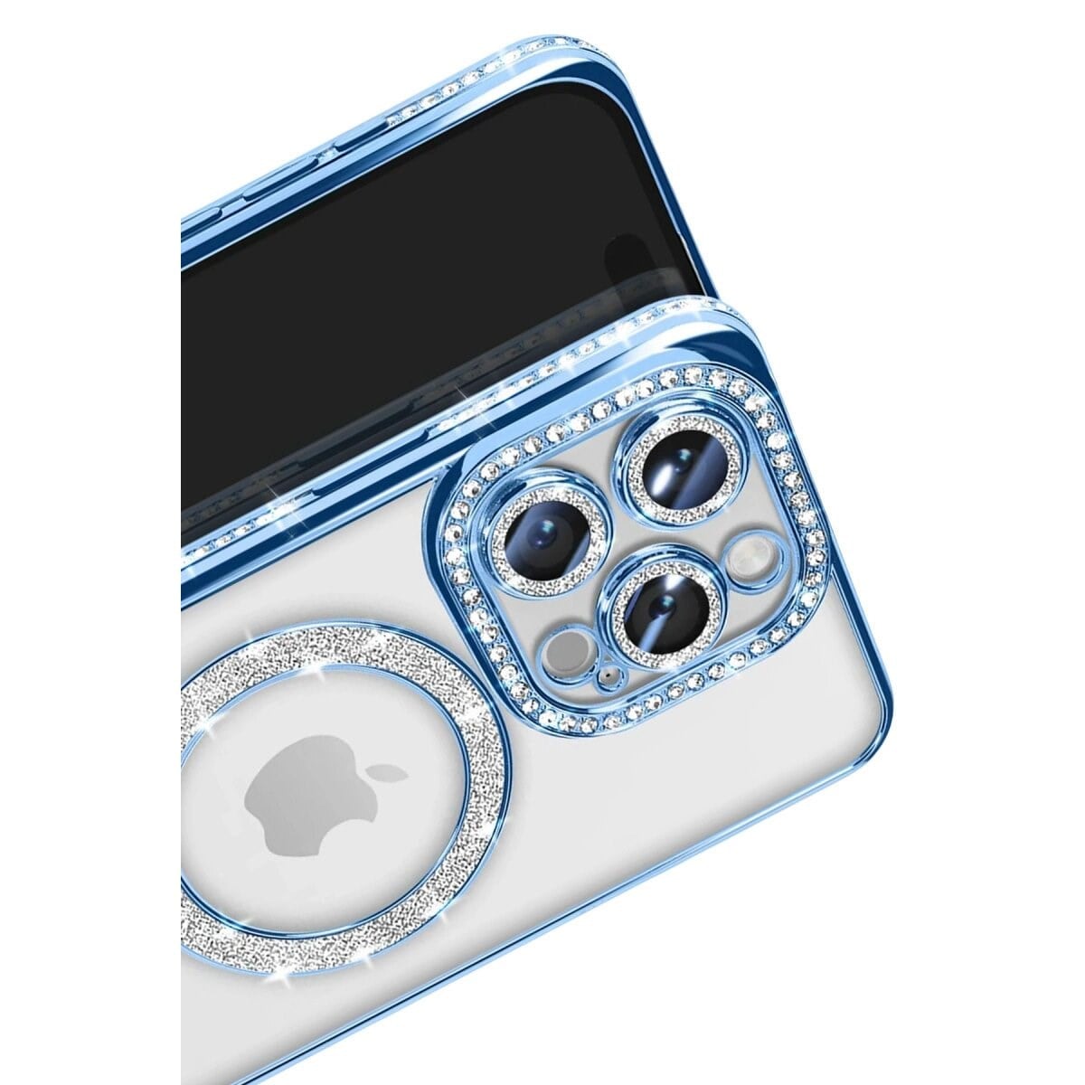 Apple İphone 16 Pro Max Kılıf Joke Simli Magneticsafe Kılıf - Mavi