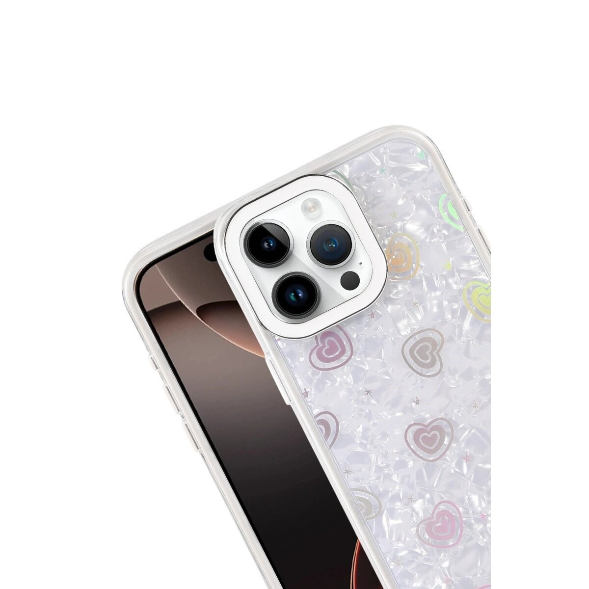 Apple İphone 16 Pro Max Lumi Desenli Kapak - Beyaz