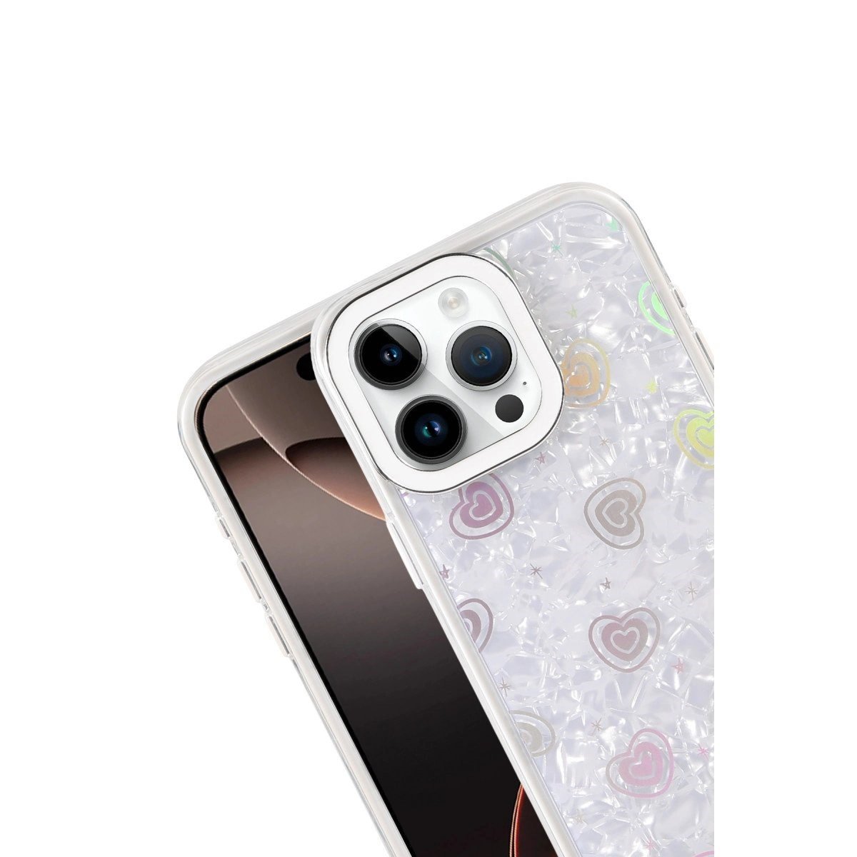 Apple İphone 16 Pro Max Lumi Desenli Kapak - Beyaz