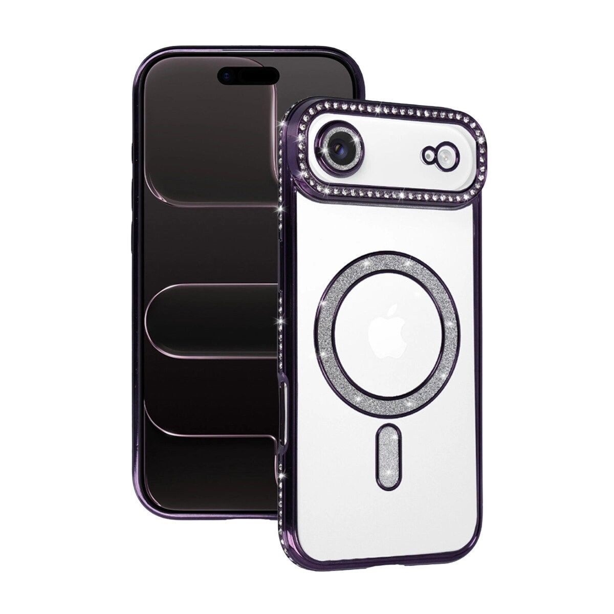 Apple İphone 17 Air Joke Simli Magneticsafe Kılıf - Derin Mor
