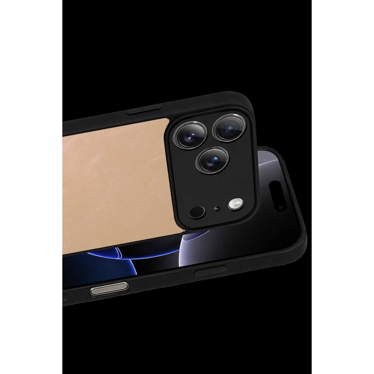 Apple İphone 17 Pro Aras Deri Kapak - Pudra