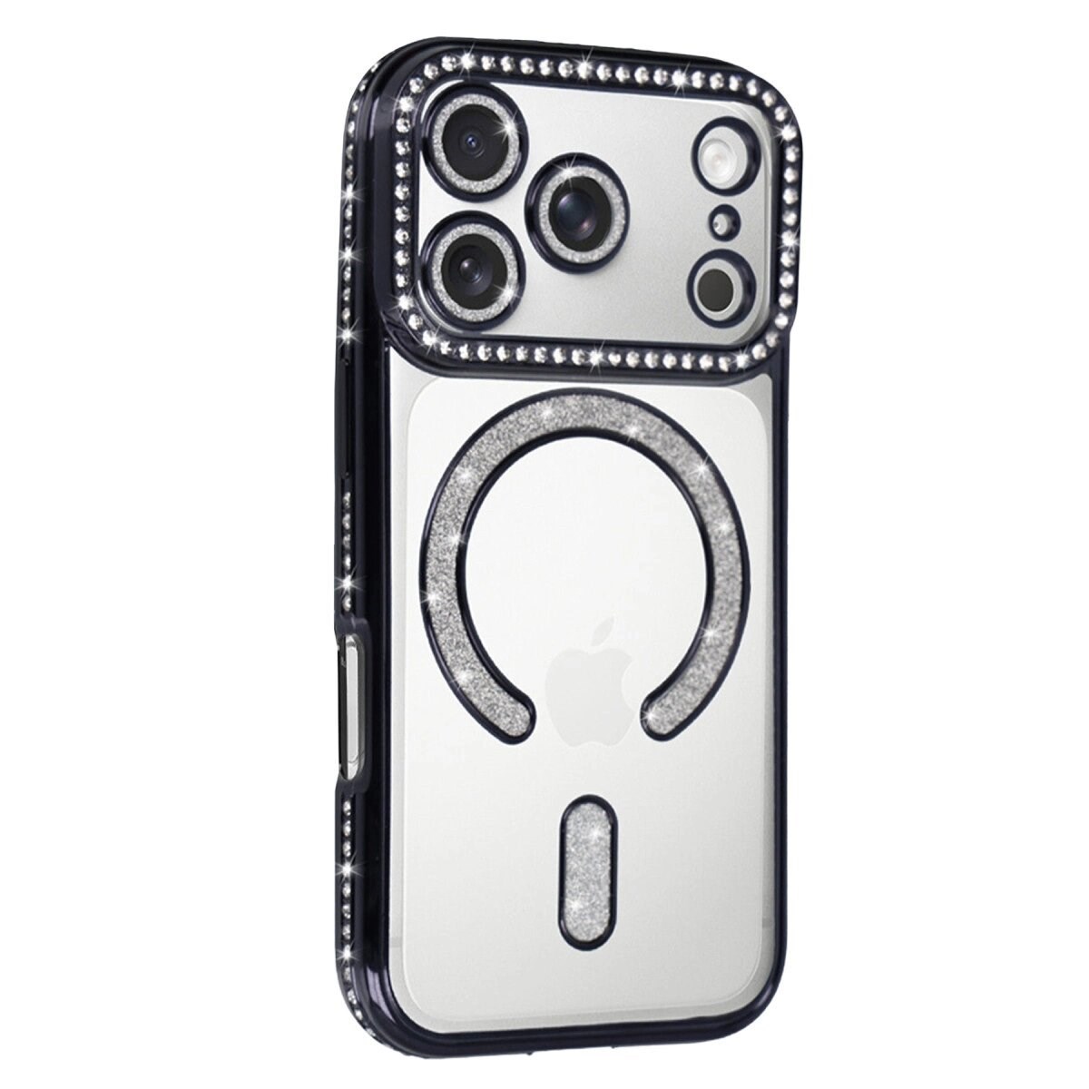Apple İphone 17 Pro Joke Simli Magneticsafe Kılıf - Siyah